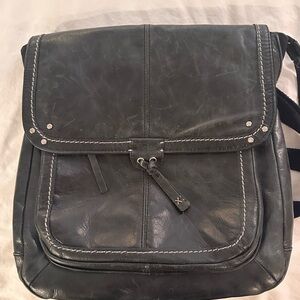 The Sak Charcoal Black Leather Convertible Back-Pack/Messenger Bag